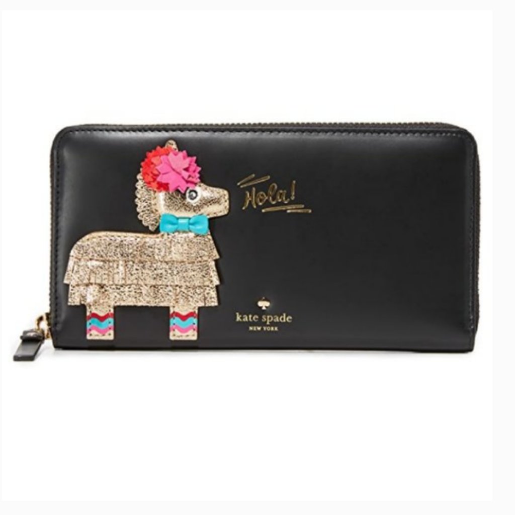 Kate Spade Haute Stuff Pinata Black Zip Wallet Nwot